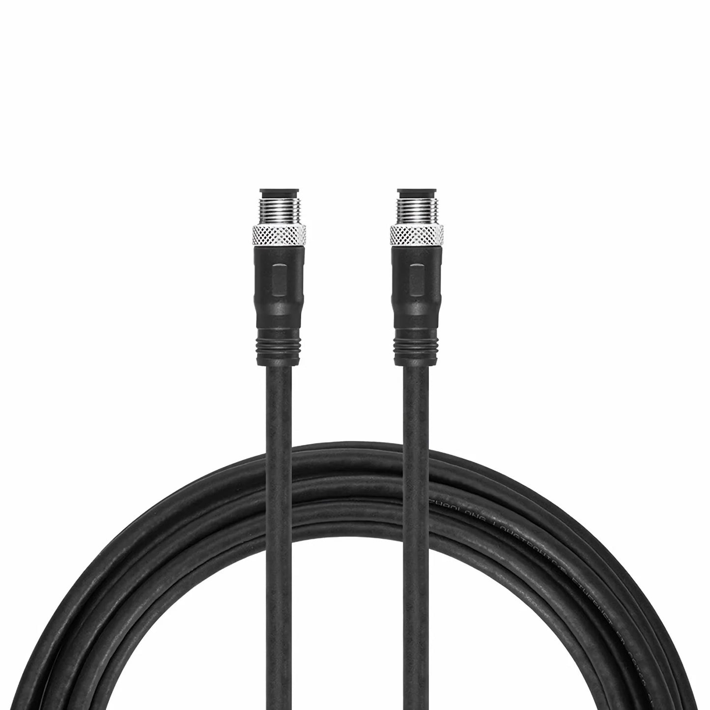 10ft (3m) Industrial M12A/8M to M12A/8M Cordsets CAT5e SF/UTP PVC Ethernet Network Patch Cable, Black