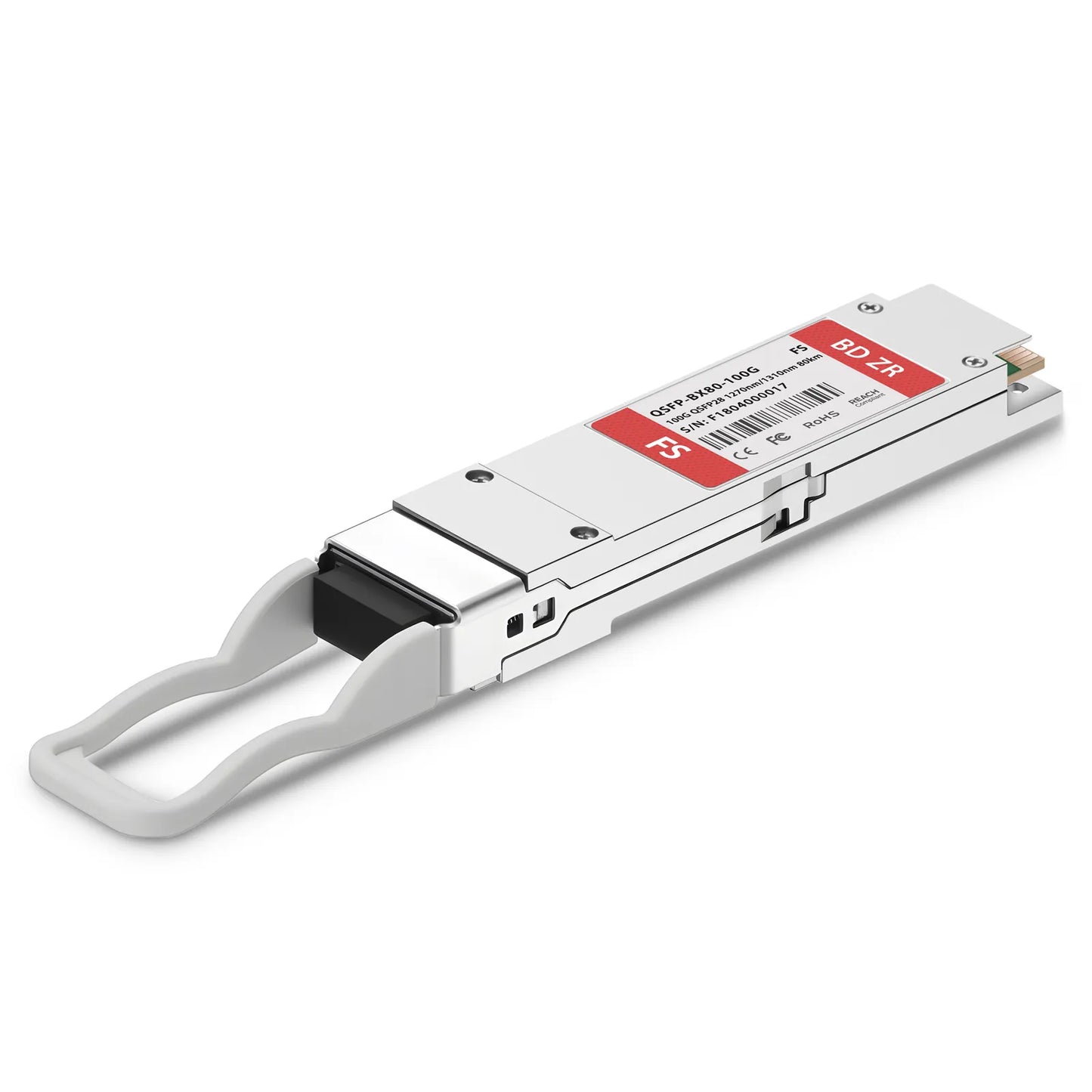 100GBASE-BX80-U QSFP28 BiDi 4 x 25G NRZ 1270nm-TX/1310nm-RX 80km DOM Simplex LC/UPC SMF Optical Transceiver Module for FS Switches