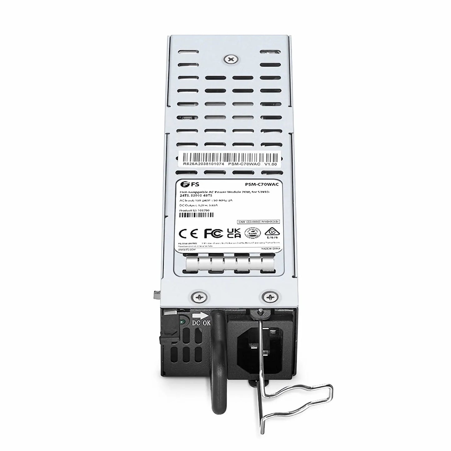 Hot-swappable AC Power Module 70W, for S3910-24TS, S3910-48TS