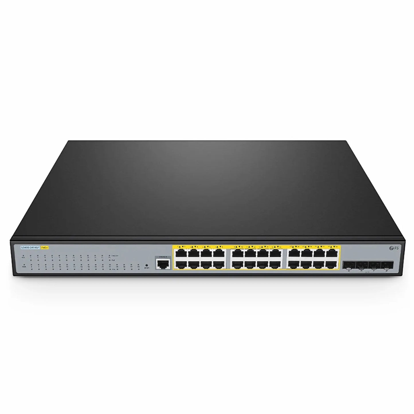 S3400-24T4SP, 24-Port Gigabit Ethernet L2+ PoE+ Switch, 24 x PoE+ Ports @370W, with 4 x 10Gb SFP+ Uplinks, Support Stacking