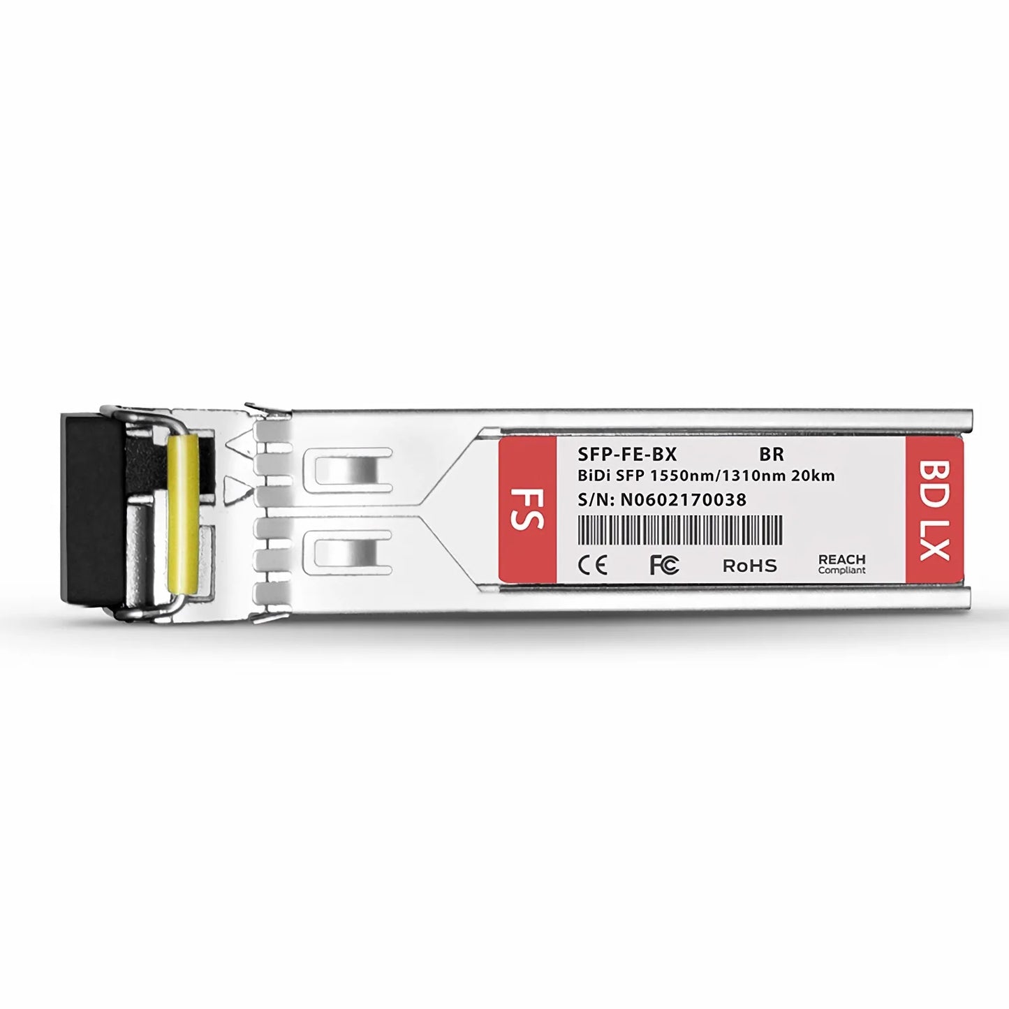 Brocade E1MG-100BXD-20 Compatible 100BASE-BX-D SFP BiDi 1550nm-TX/1310nm-RX 20km DOM Simplex LC SMF Optical Transceiver Module
