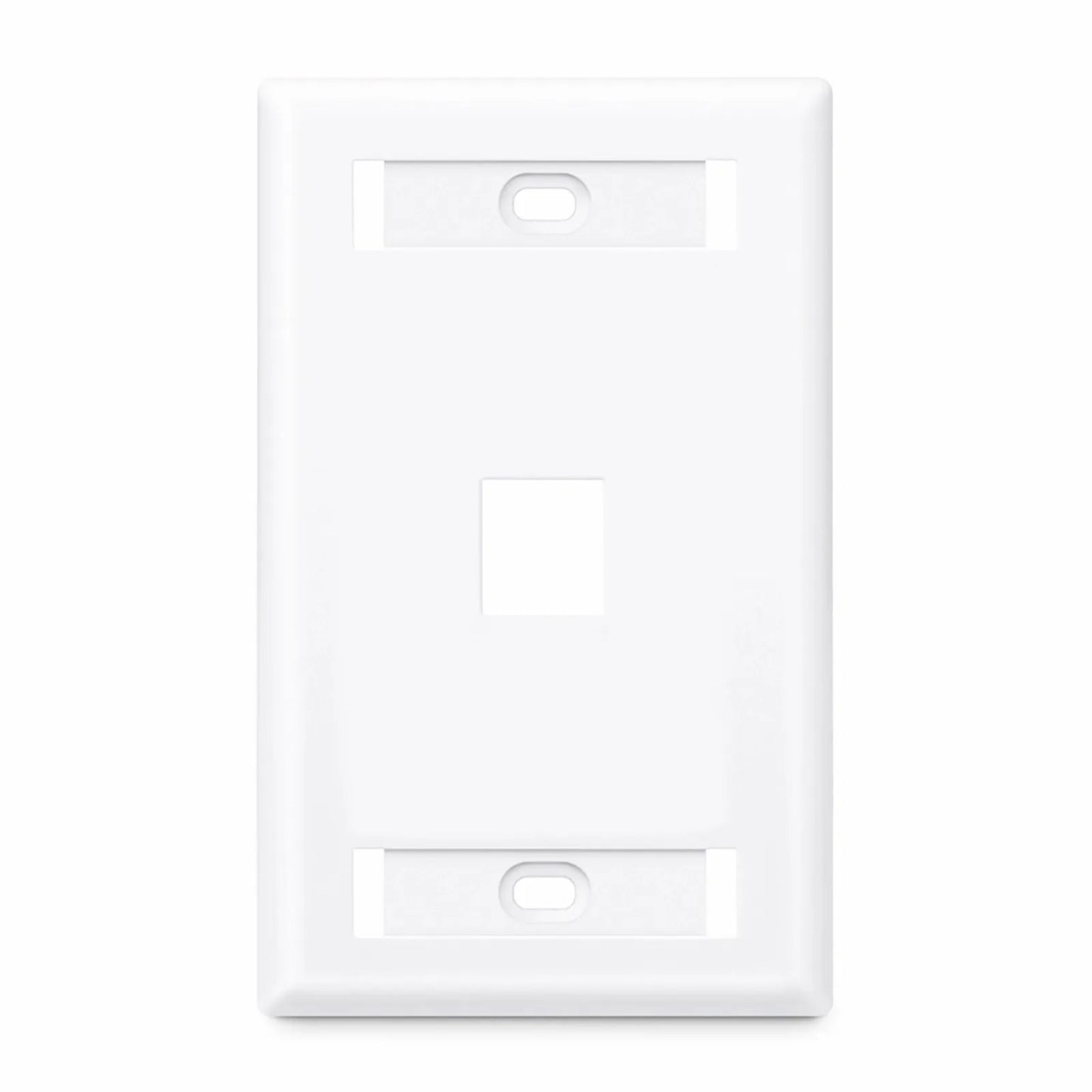 Single Gang Keystone Faceplate, Label Pockets, 1 Port, White, 4.49'' x 2.76''