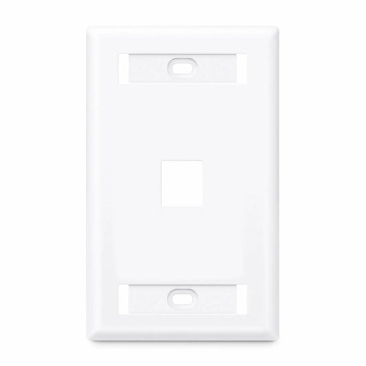 Single Gang Keystone Faceplate, Label Pockets, 1 Port, White, 4.49'' x 2.76''