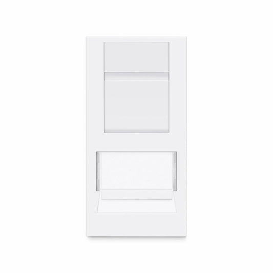 British-Style Cat6 Shuttered Faceplate Frame Insert, Label Pockets, Flat, 1 Port, White, 1.97'' x 0.98''