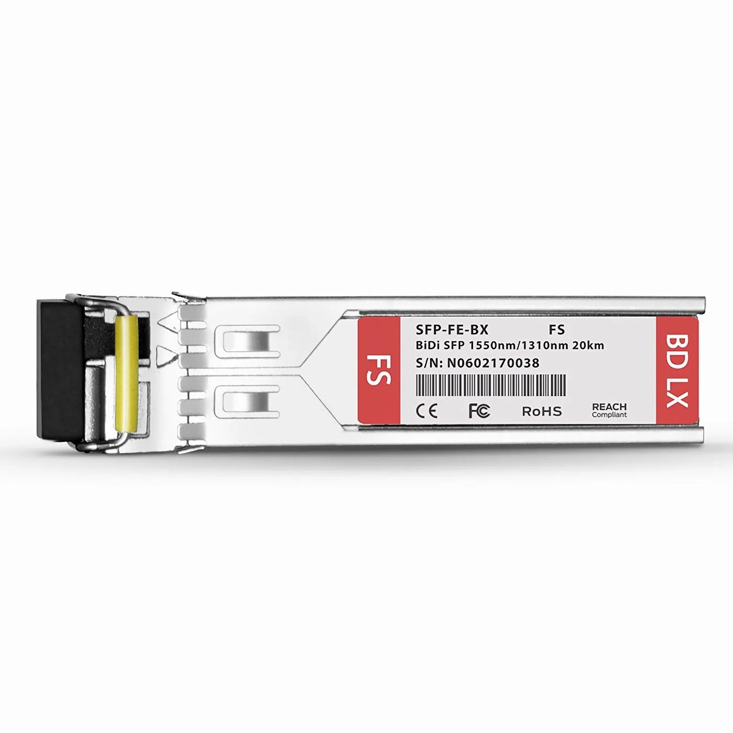 100BASE-BX-D SFP BiDi 1550nm-TX/1310nm-RX 20km DOM Simplex LC SMF Optical Transceiver Module for FS Switches