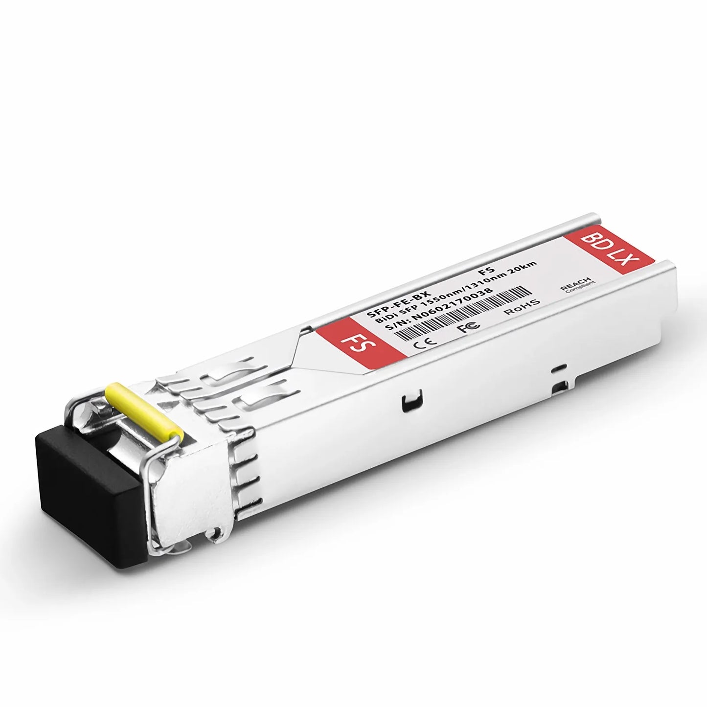 100BASE-BX-D SFP BiDi 1550nm-TX/1310nm-RX 20km DOM Simplex LC SMF Optical Transceiver Module for FS Switches