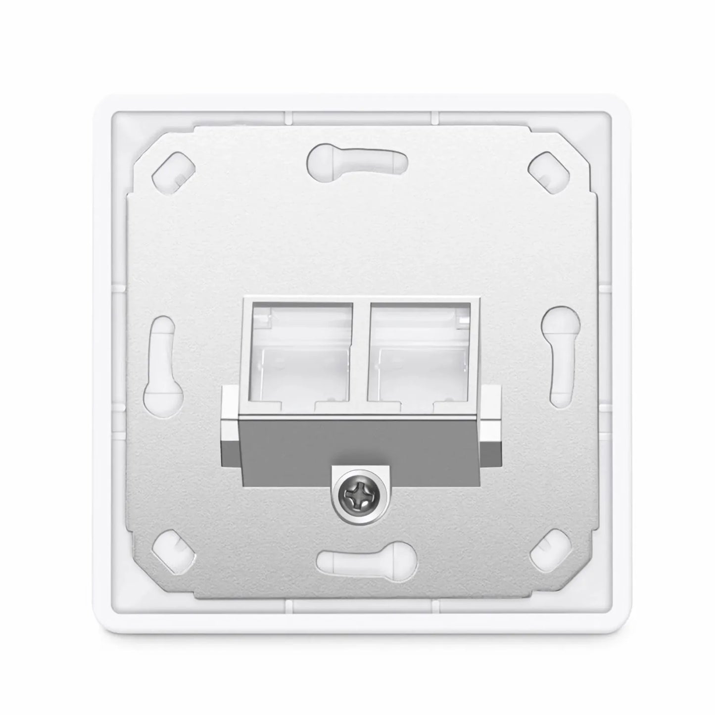 German-Style Single Gang Keystone Faceplate, Label Pockets, 2 Ports, White, 3.15'' x 3.15''