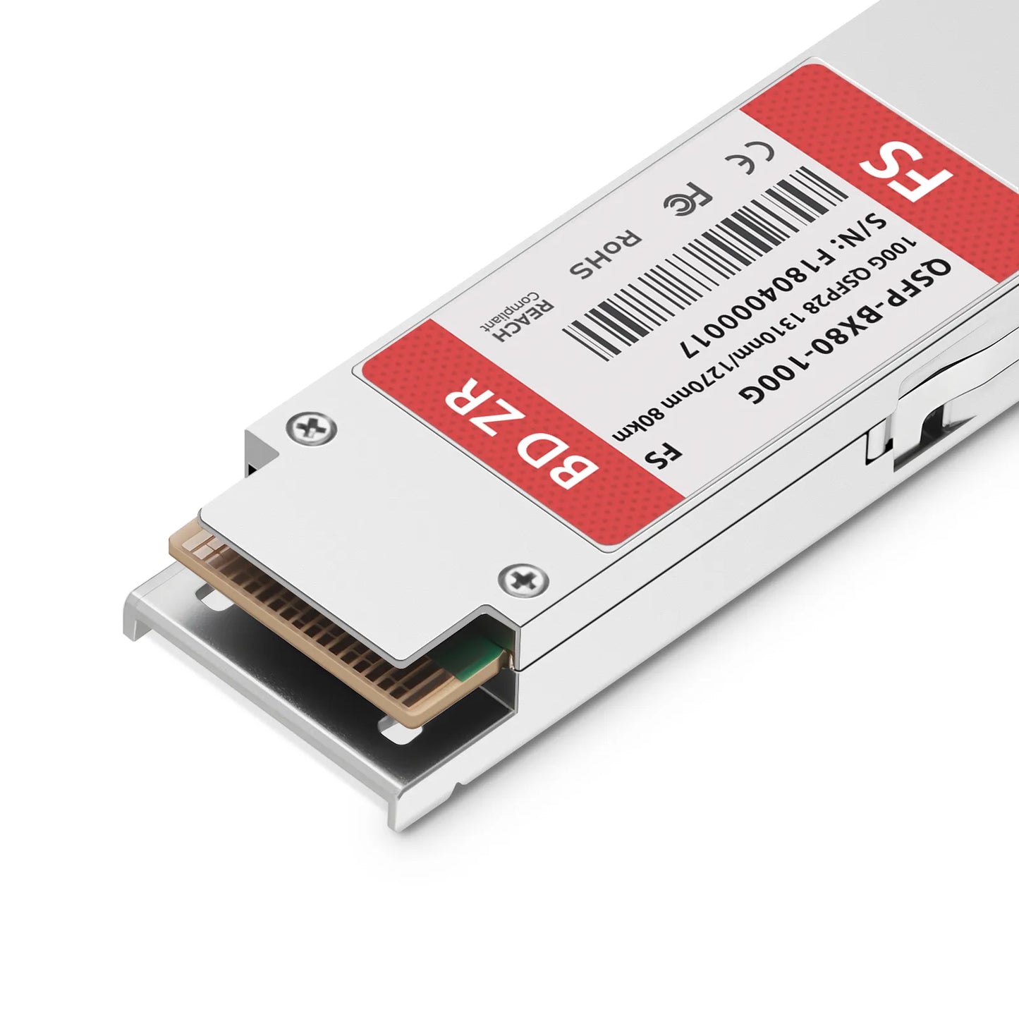 100GBASE-BX80-D QSFP28 BiDi 4 x 25G NRZ 1310nm-TX/1270nm-RX 80km DOM Simplex LC/UPC SMF Optical Transceiver Module for FS Switches