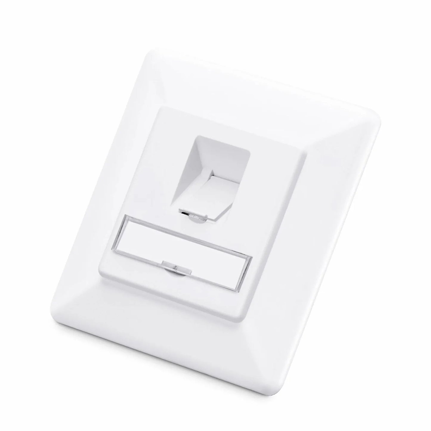 German-Style Single Gang Keystone Faceplate, Label Pockets, 1 Port, White, 3.15'' x 3.15''