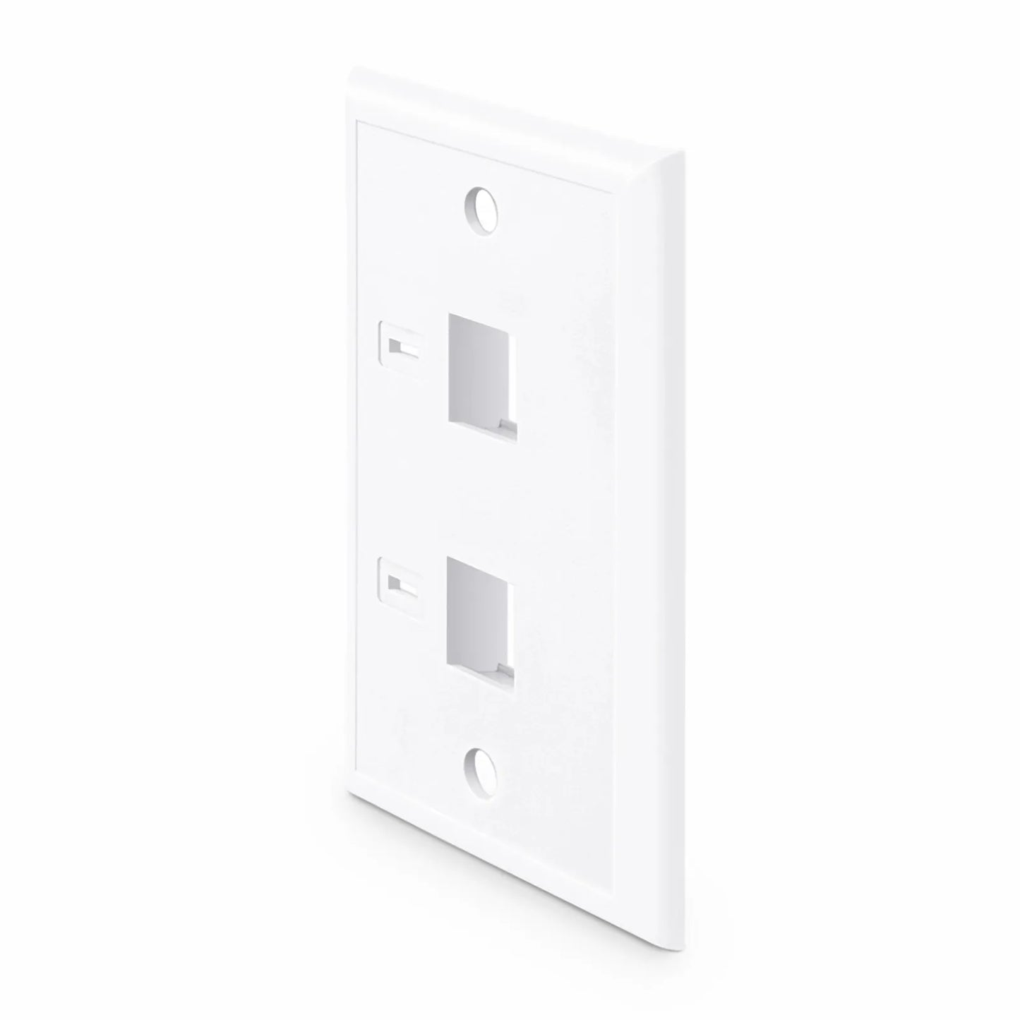 Single Gang Keystone Faceplate, Computer and Telephone Identification Icons, 2 Ports, White, 4.49'' x 2.76''