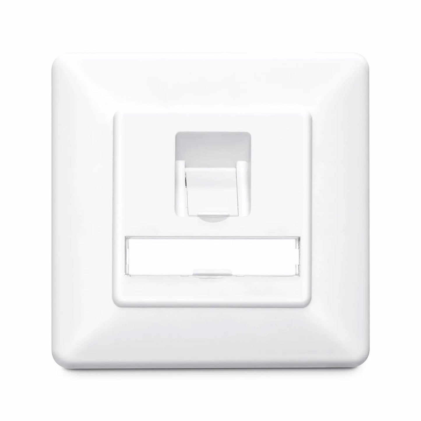 German-Style Single Gang Keystone Faceplate, Label Pockets, 1 Port, White, 3.15'' x 3.15''