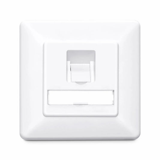 German-Style Single Gang Keystone Faceplate, Label Pockets, 1 Port, White, 3.15'' x 3.15''
