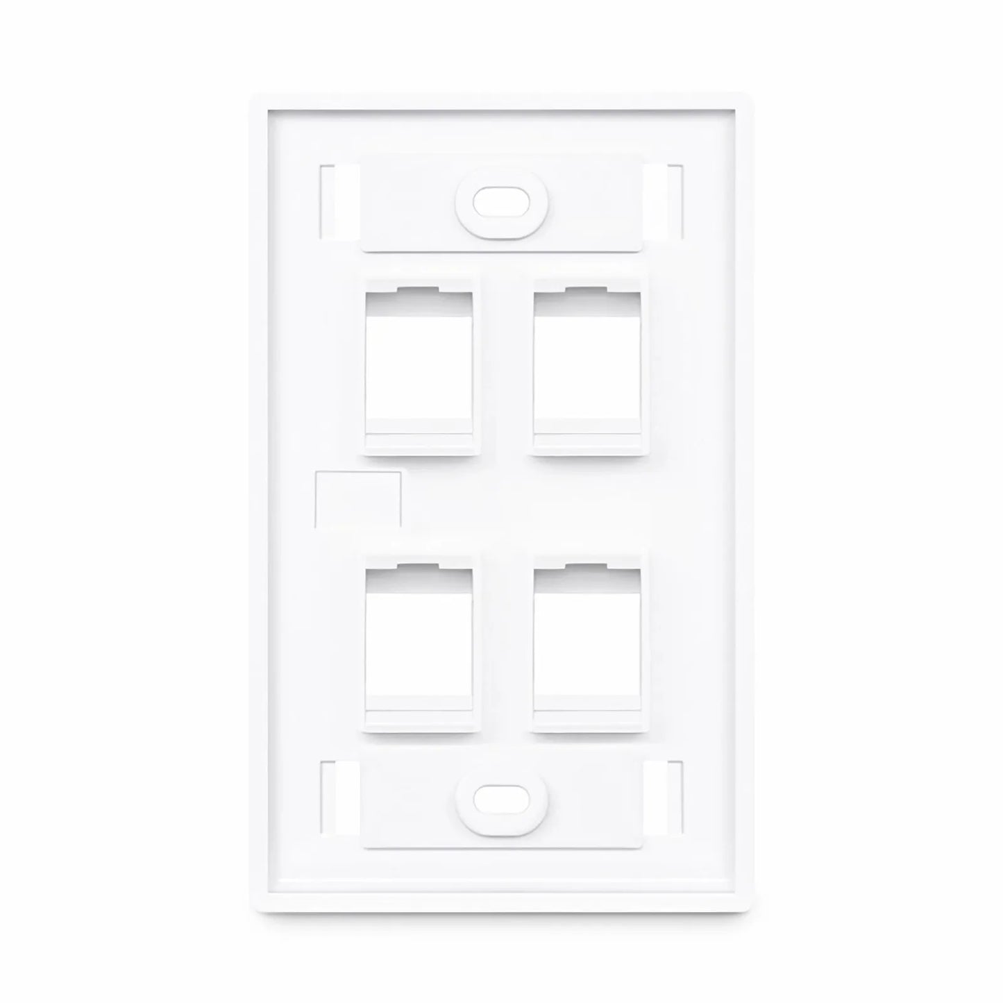 Single Gang Keystone Faceplate, Label Pockets, 4 Ports, White, 4.49'' x 2.76''