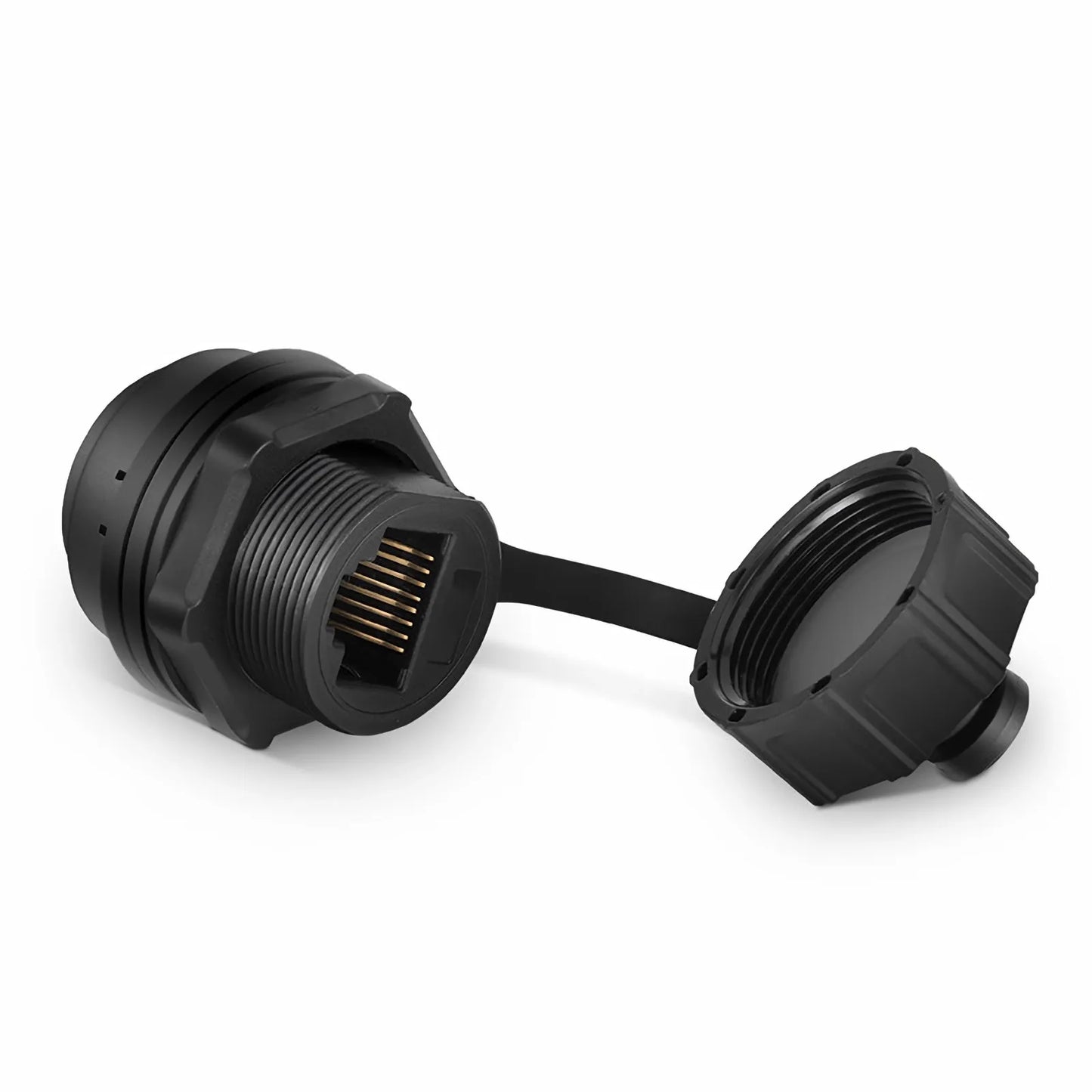IP65 Cat5e/Cat6/Cat6a RJ45 Bulkhead Coupler with Dust Cap, Shielded, Industrial