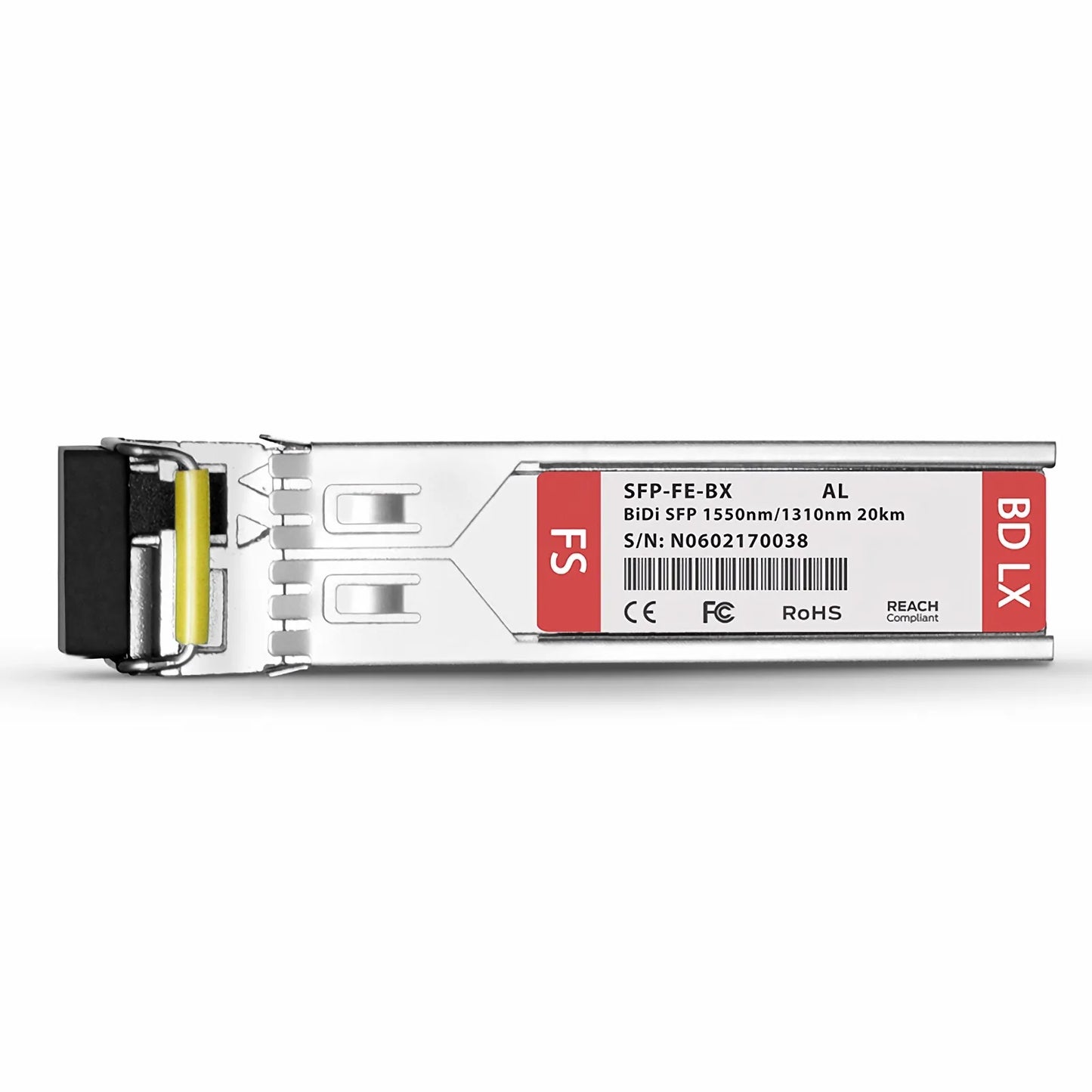 Alcatel-Lucent SFP-100-BX20LT Compatible 100BASE-BX-D SFP BiDi 1550nm-TX/1310nm-RX 20km DOM SC SMF Optical Transceiver Module