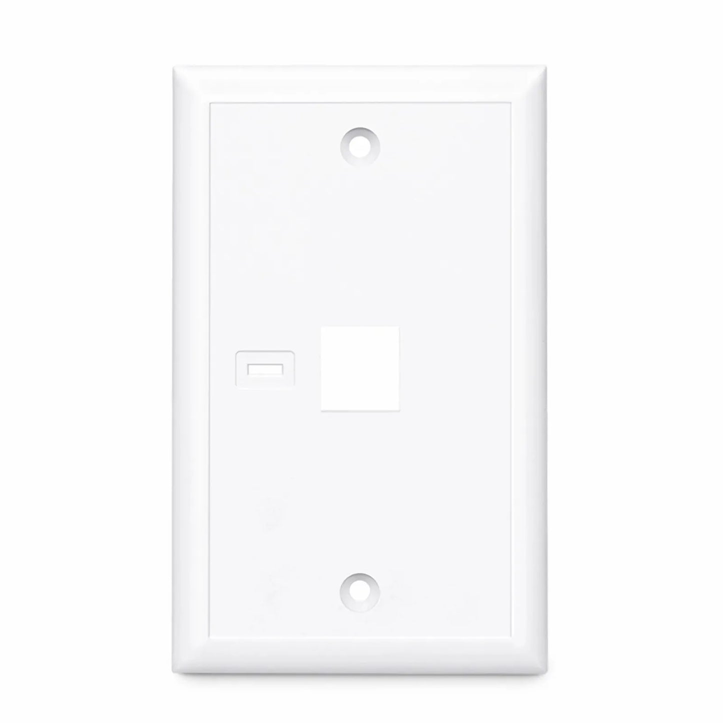 Single Gang Keystone Faceplate, Computer and Telephone Identification Icons, 1 Port, White, 4.49'' x 2.76''