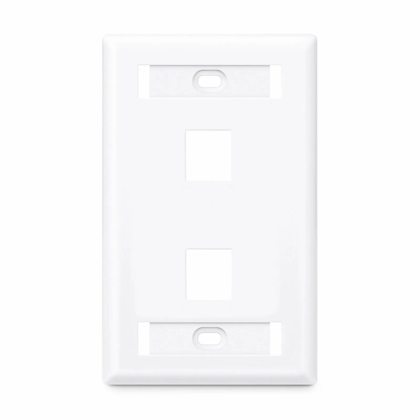 Single Gang Keystone Faceplate, Label Pockets, 2 Ports, White, 4.49'' x 2.76''