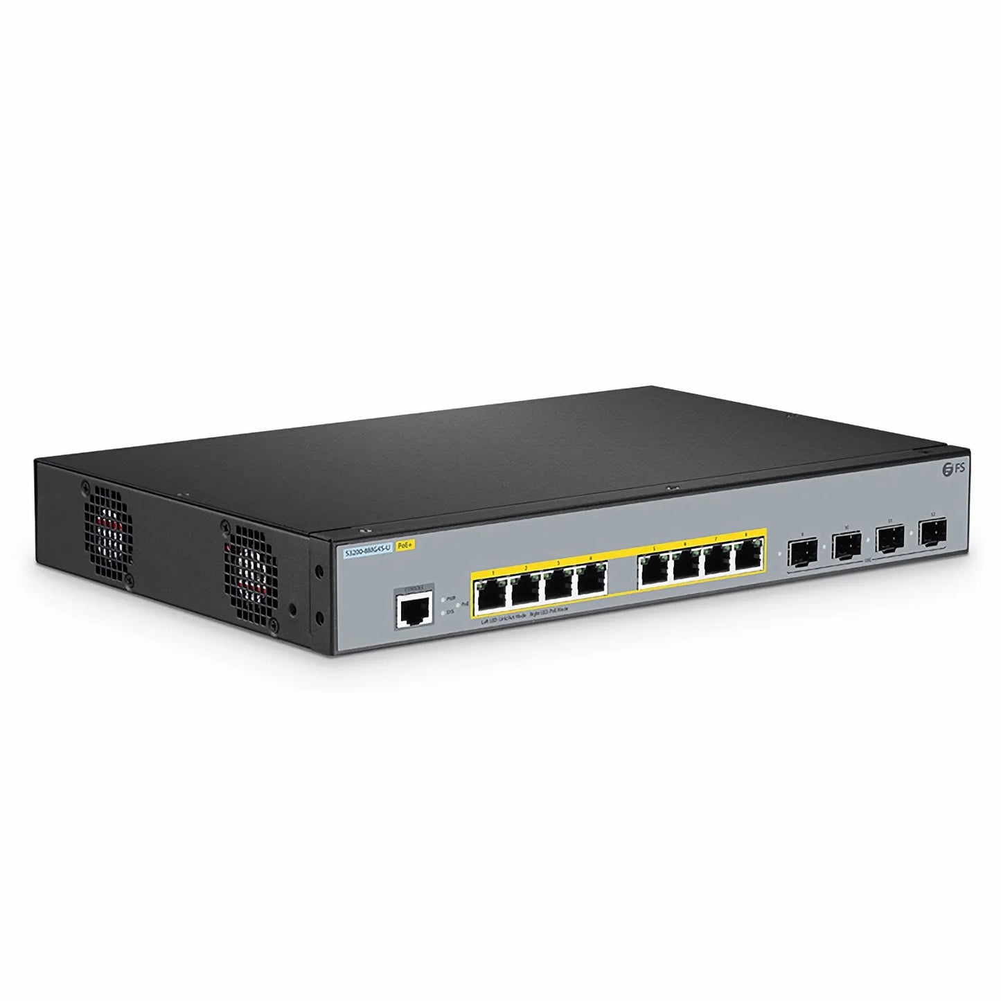 S3200-8MG4S-U, 8-Port Ethernet L2+ Managed PoE+ Switch, 8 x 100M/1000M/2.5G Multi-Gigabit RJ45, with 4 x 10Gb SFP+ Uplinks
