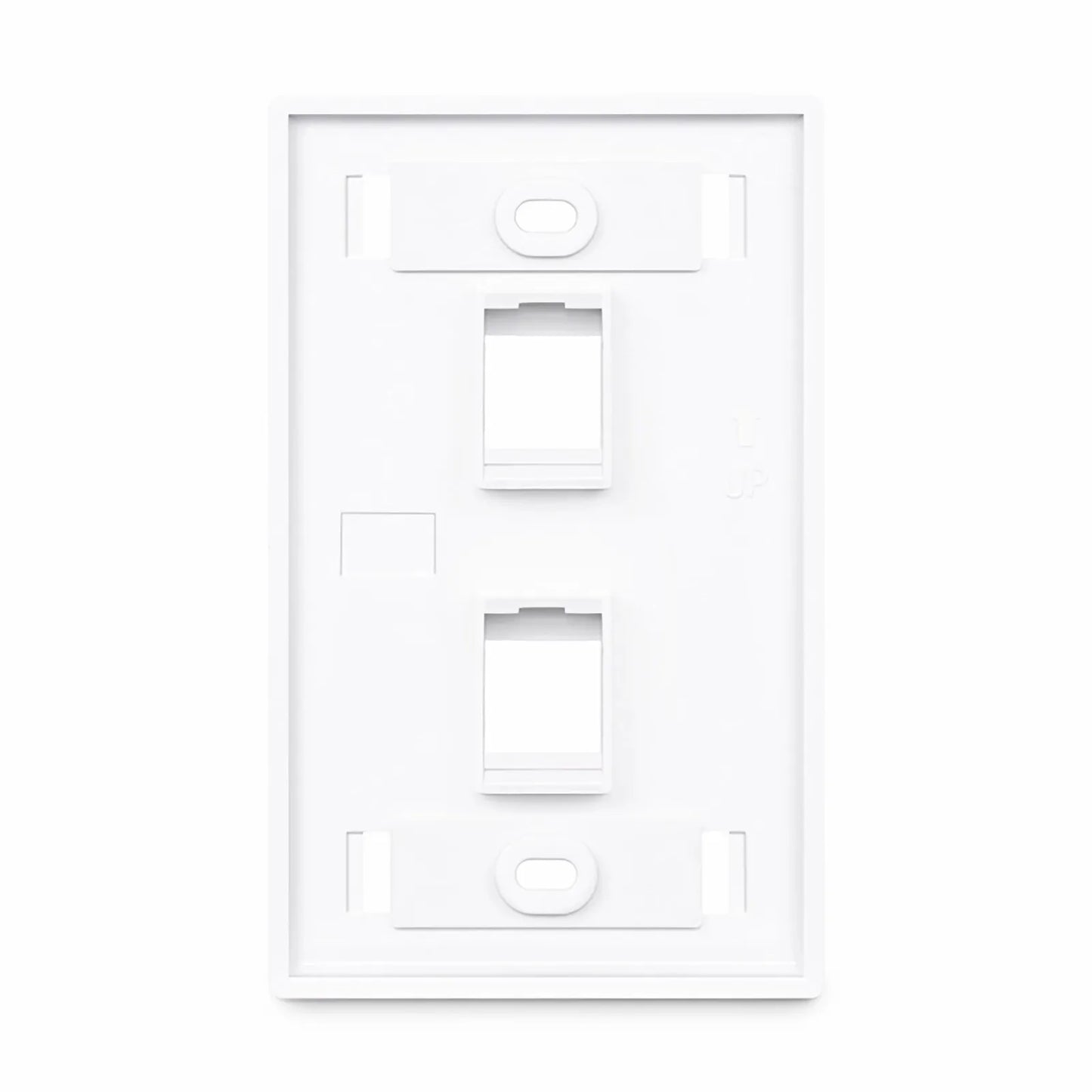 Single Gang Keystone Faceplate, Label Pockets, 2 Ports, White, 4.49'' x 2.76''