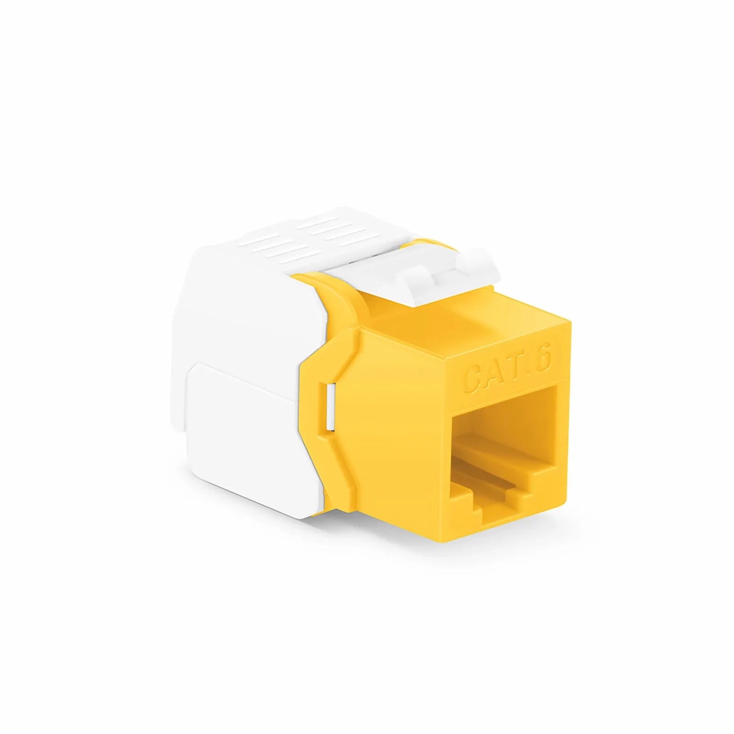 Cat6 RJ45 (8P8C) Unshielded Toolless Keystone Jack Module, Yellow (10 pcs/Pack)