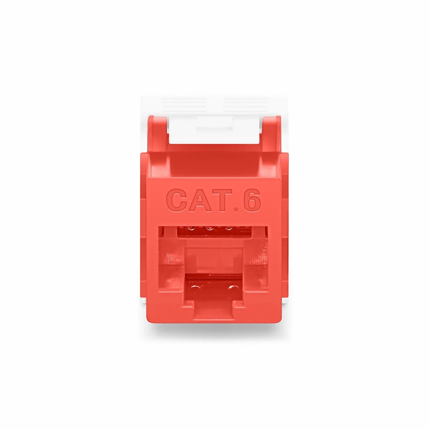 Cat6 RJ45 (8P8C) Unshielded Toolless Keystone Jack Module, Red (10 pcs/Pack)