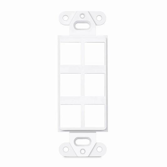 Faceplate Frame Keystone Insert, 6 Ports, White, 4.09'' x 1.40''