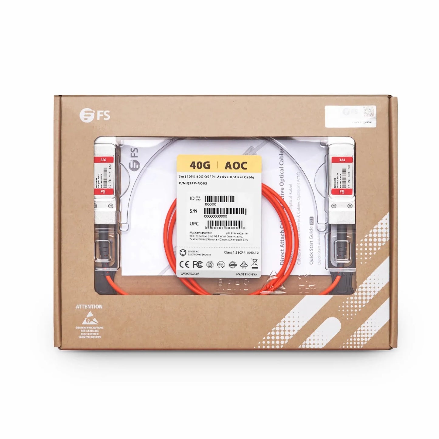 3m (10ft) Cisco QSFP-H40G-AOC3M Compatible 40G QSFP+ Active Optical Cable