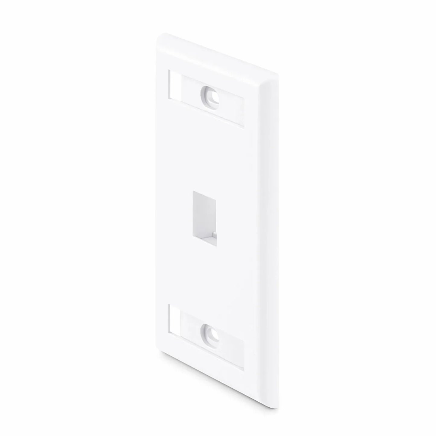 Single Gang Keystone Faceplate, Label Pockets, 1 Port, White, 4.49'' x 2.76''