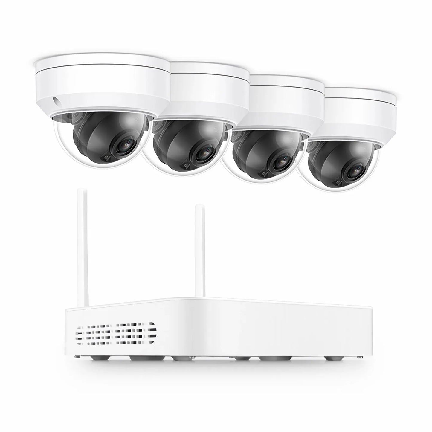 NVR402-6T-DW-K, 2MP WiFi Security Camera System, 4PCs 2MP Dome Network Camera for IP67 Weatherproof with Human Body Detect, Up to 6TB for Each HDD, 1080P 4CH, H.265