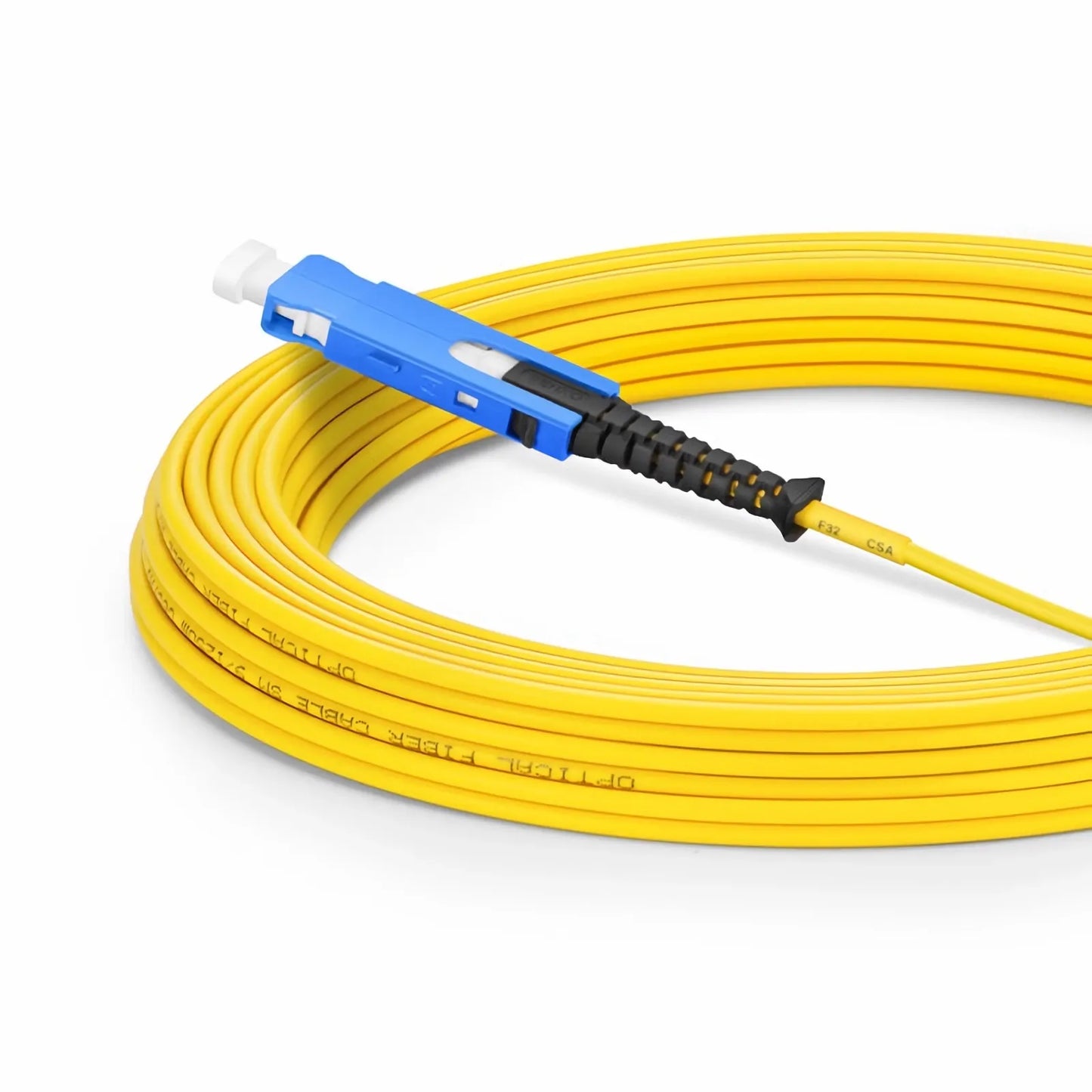 10m (33ft) Fiber Patch Cable, 2 Fibers, SN UPC Duplex to SN UPC Duplex Uniboot, Single Mode (OS2), Riser (OFNR), 1.6mm, Yellow, for 400G Network Connection