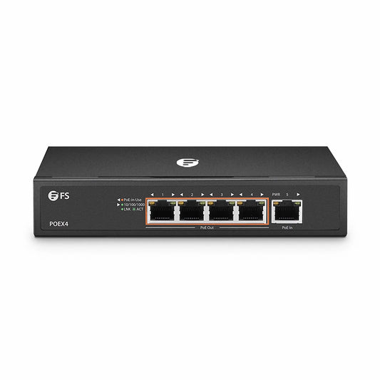 5 Ports 10/100/1000M Gigabit PoE+ Extender, 1 in 4 out, Desktop/Wall mountable, IEEE 802.3at/802.3af, 0 to 50°C