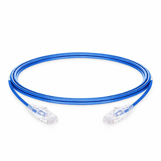 10ft (3m) Cat6 28AWG Snagless Unshielded (U/UTP) PVC CM Small Diameter High-Flex Ethernet Network Patch Cable, Blue