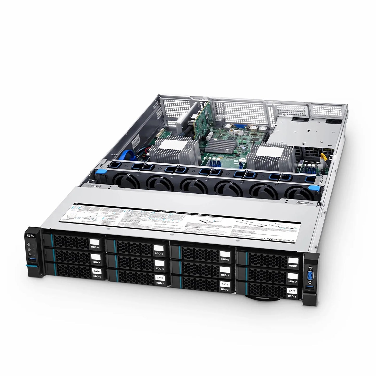 RS5230, 2U Rack Server, 2 x Intel® Xeon® Scalable Processors, 4 x 16GB of Memory, 4 x 3.5' Hot-swap SATA Drive Bays, 2 x RJ45 1GbE Ports, 550W Redundant