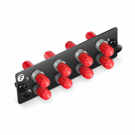 FHD™ Fiber Adapter Panel, 8 Fibers OS2 Single Mode, 8 x ST Simplex (Plated) Adapter, Ceramic Sleeve