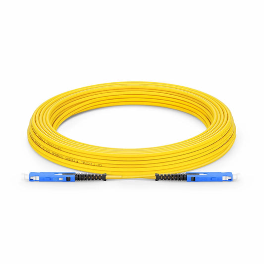 10m (33ft) Fiber Patch Cable, 2 Fibers, SN UPC Duplex to SN UPC Duplex Uniboot, Single Mode (OS2), Riser (OFNR), 1.6mm, Yellow, for 400G Network Connection