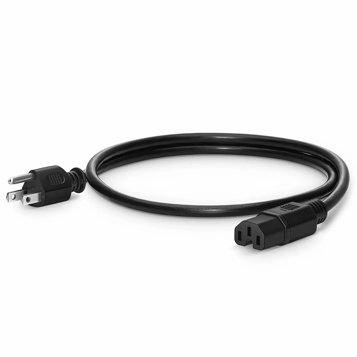 3ft (0.9m) NEMA 5-15P to IEC60320 C15 Heavy-Duty 14AWG 125V/15A Power Cord, Black