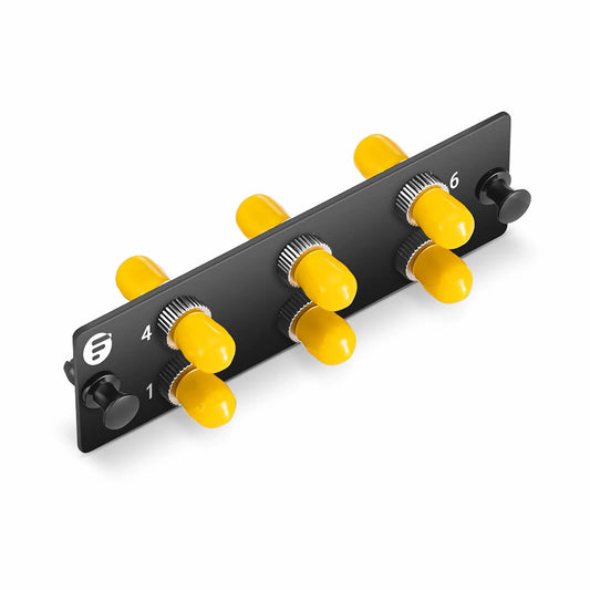 FHD™ Fiber Adapter Panel, 6 Fibers OM3/OM4 Multimode, 6 x ST Simplex (Plated) Adapter, Ceramic Sleeve