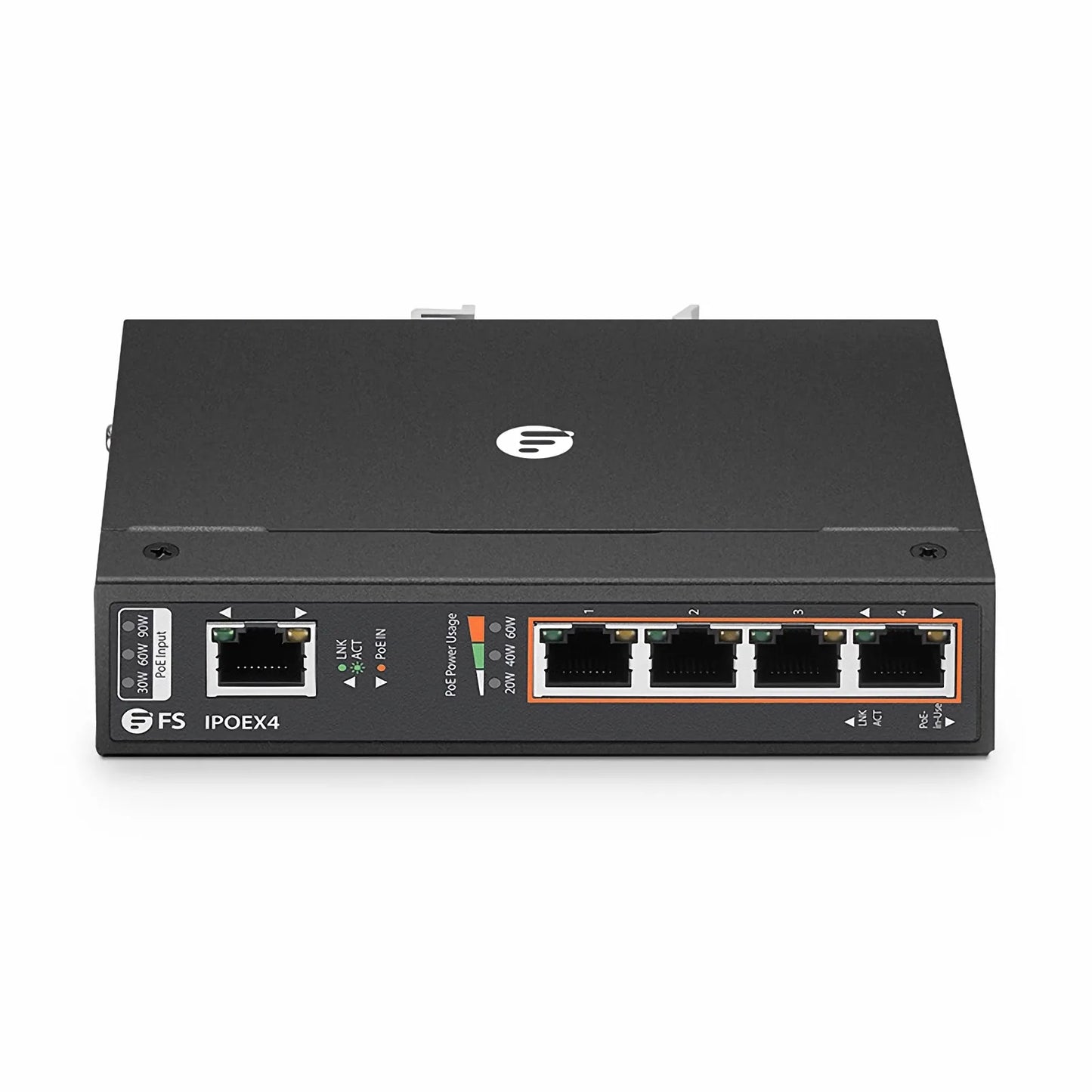 5 Ports 10/100/1000M Gigabit PoE+ Extender, 1 in 4 out, Din-rail/Wall mountable, IEEE 802.3at/802.3af, -40 to 75°C