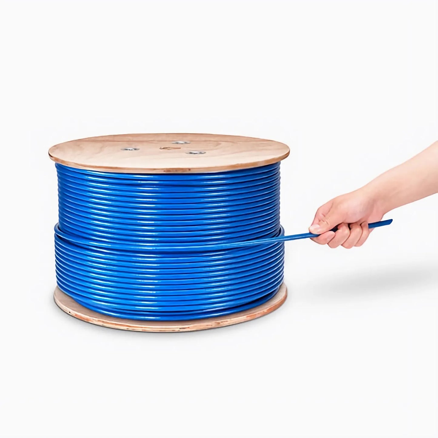 Cat8 Ethernet Bulk Cable, 1000ft (305m), 23AWG Solid Pure Bare Copper Wire, 2000MHz, Shielded (S/FTP), PVC CMR, with Reel (Blue)