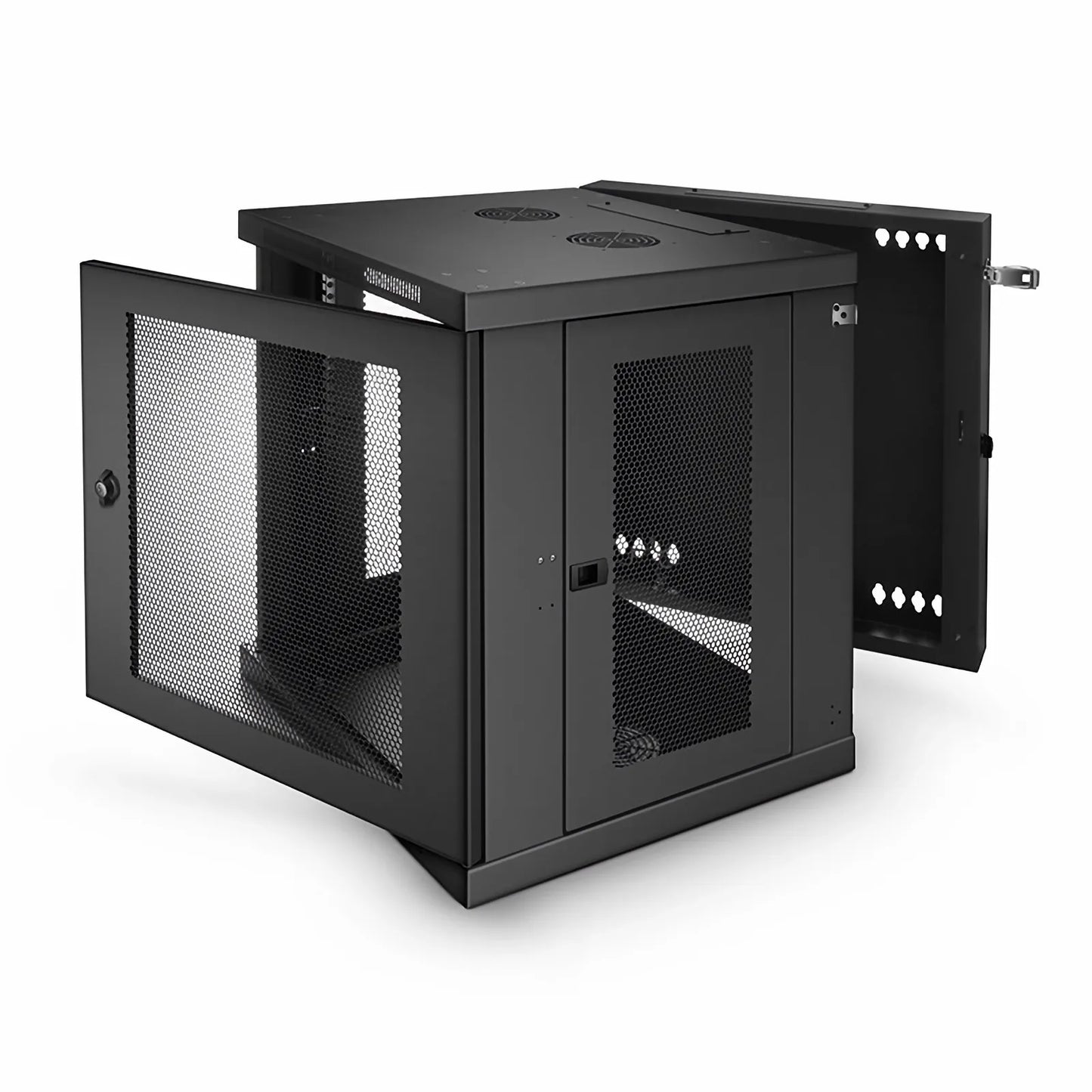 12U GV600-Series 19" 4-Rails Wall Mount Cabinet with Vented Front Door, Hinged Back