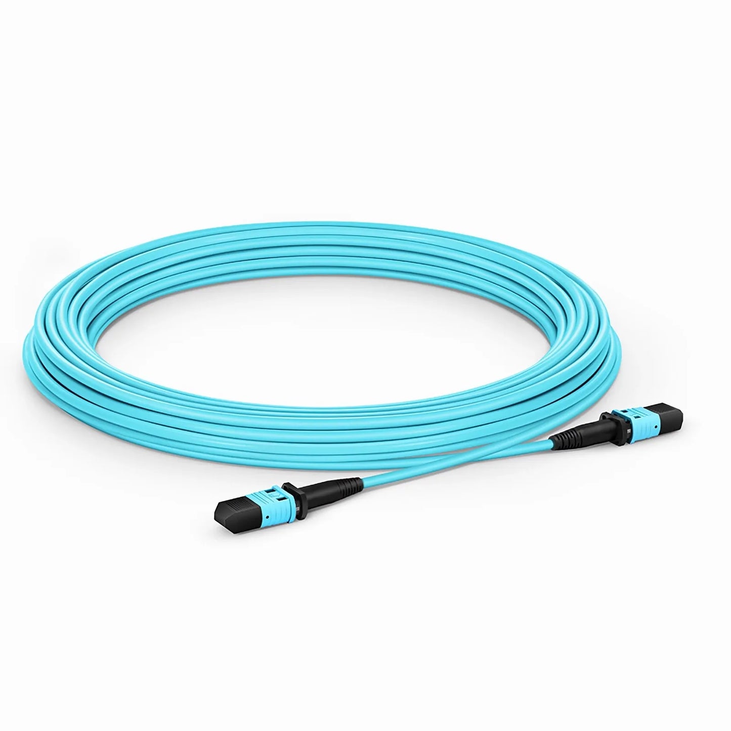 30m (98ft) MPO Jumper, Senko MPO-12 APC (Female) to MPO-12 APC (Female), 8 Fibers, Multimode (OM3), LSZH, 0.35dB Max, Type B, Aqua