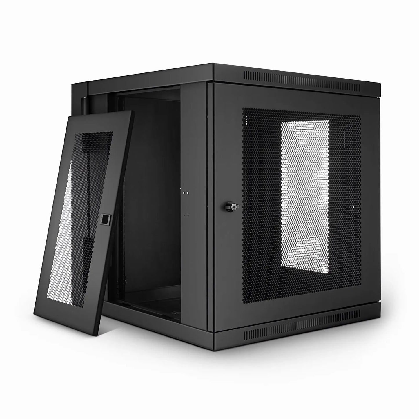 12U GV600-Series 19" 4-Rails Wall Mount Cabinet with Vented Front Door, Hinged Back