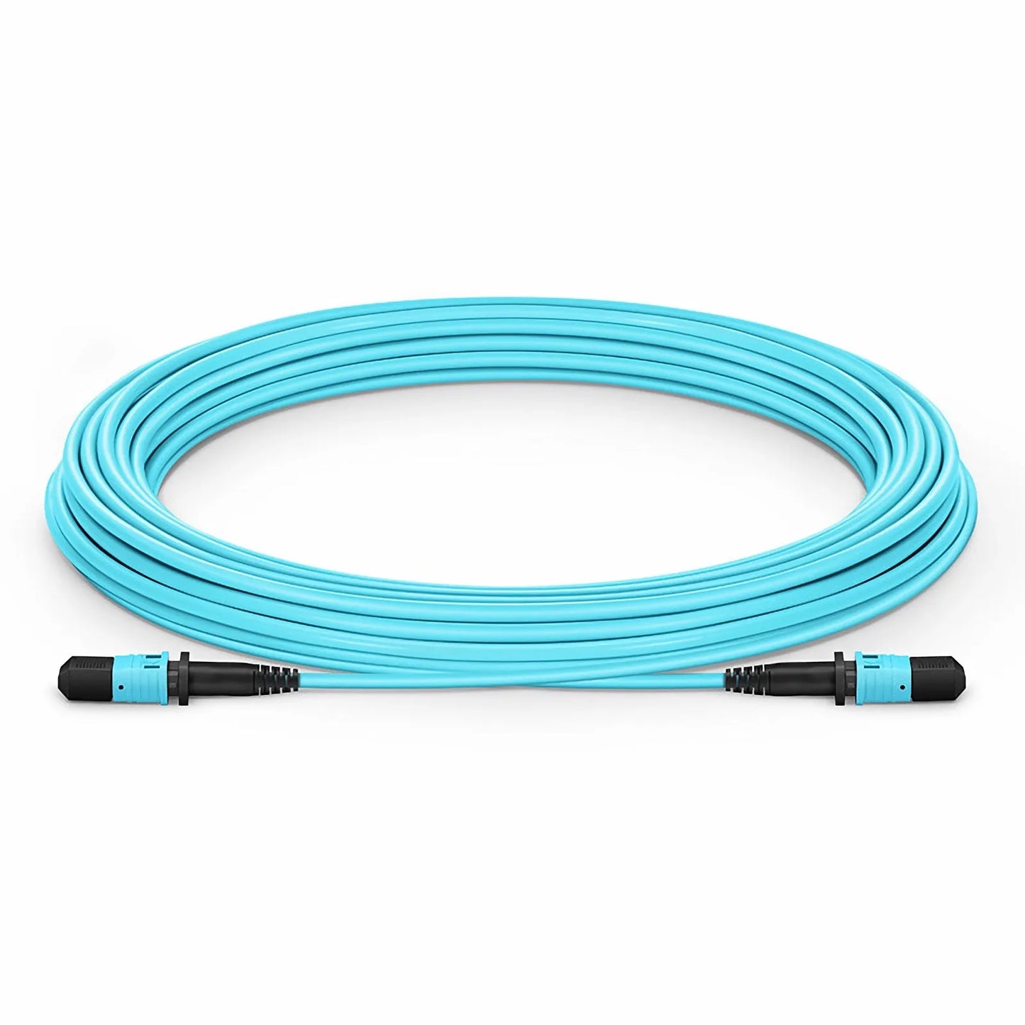 30m (98ft) MPO Jumper, Senko MPO-12 APC (Female) to MPO-12 APC (Female), 8 Fibers, Multimode (OM3), LSZH, 0.35dB Max, Type B, Aqua
