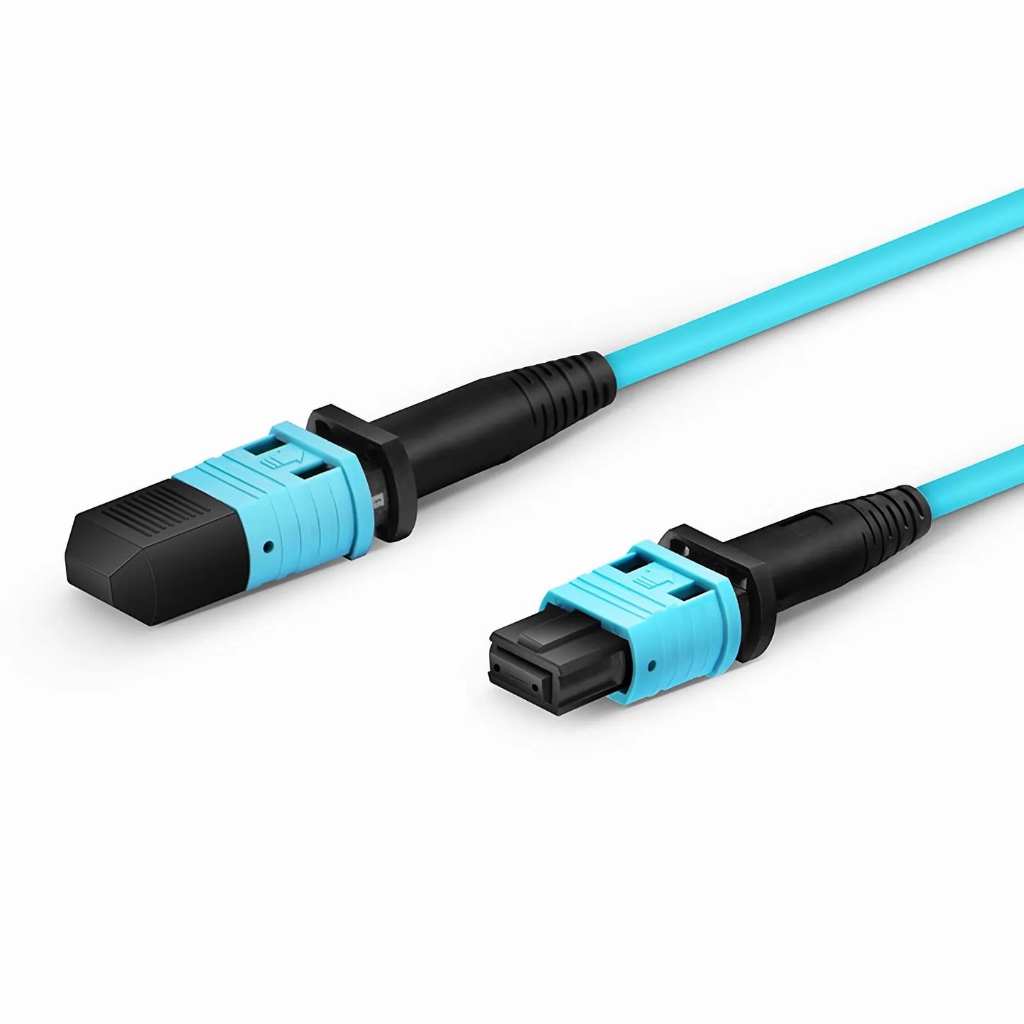 30m (98ft) MPO Jumper, Senko MPO-12 APC (Female) to MPO-12 APC (Female), 8 Fibers, Multimode (OM3), LSZH, 0.35dB Max, Type B, Aqua