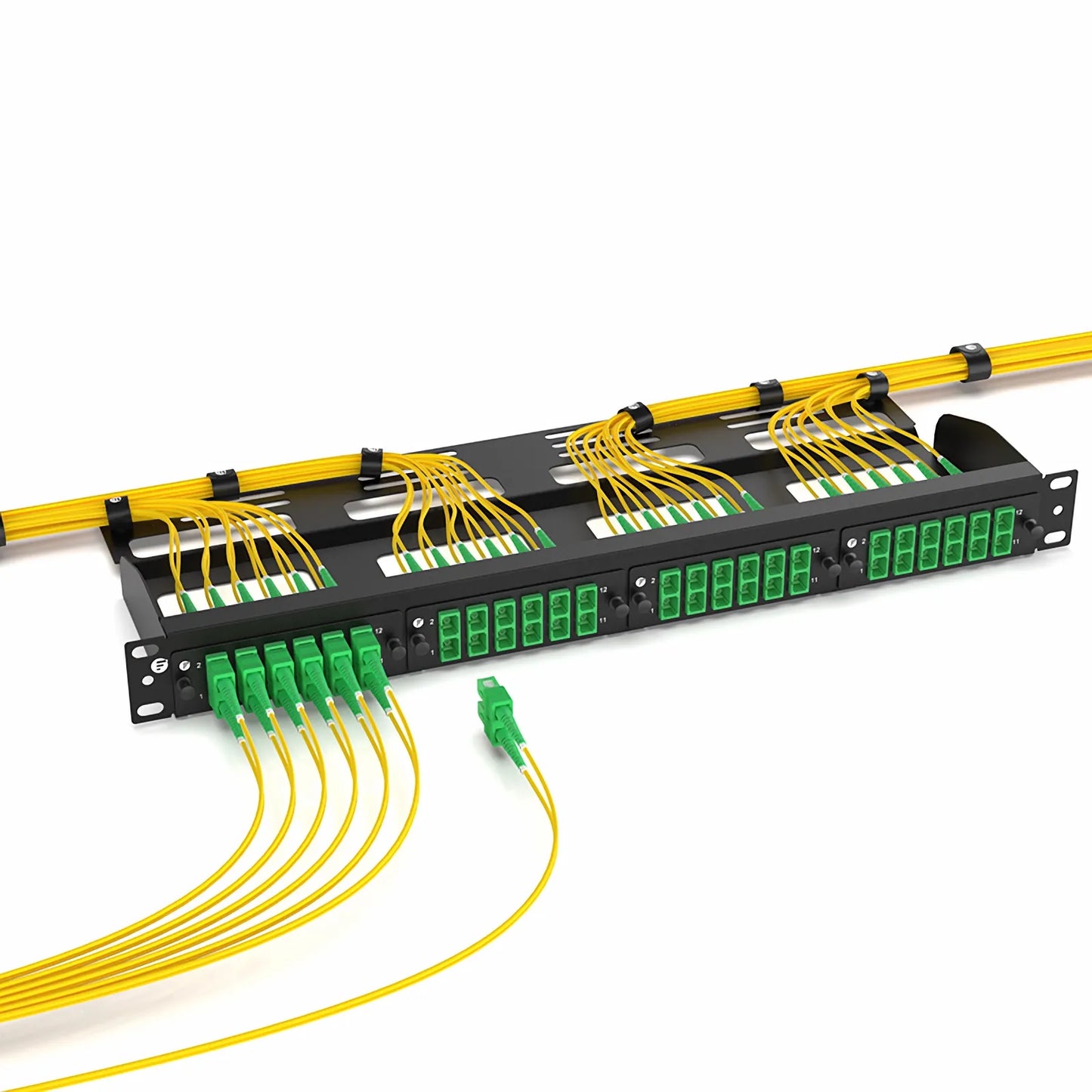 FHD™ Fiber Adapter Panel, 12 Fibers OS2 Single Mode, 6 x SC APC Duplex (Green) Adapter, Ceramic Sleeve