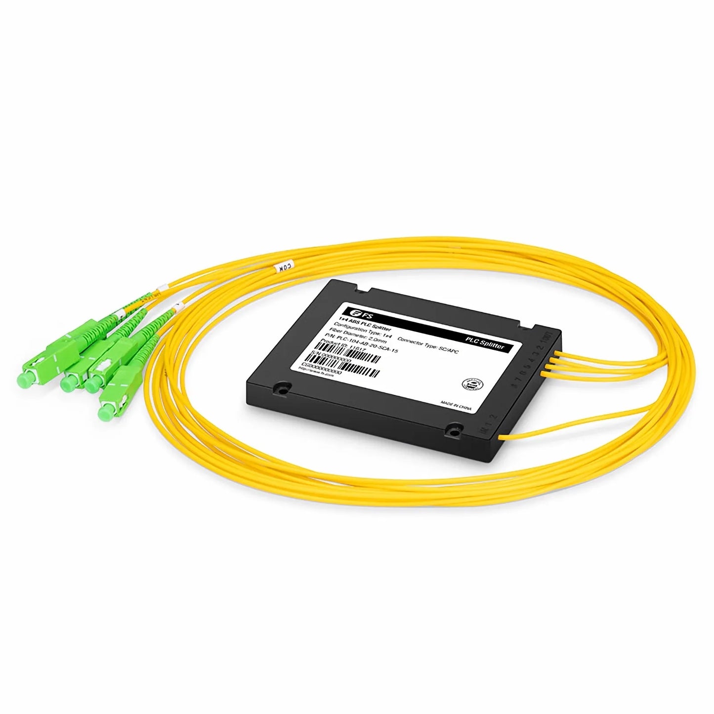 1 x 4 PLC Fiber Splitter, Splice/Pigtailed ABS Module, 2.0mm, SC/APC, Singlemode