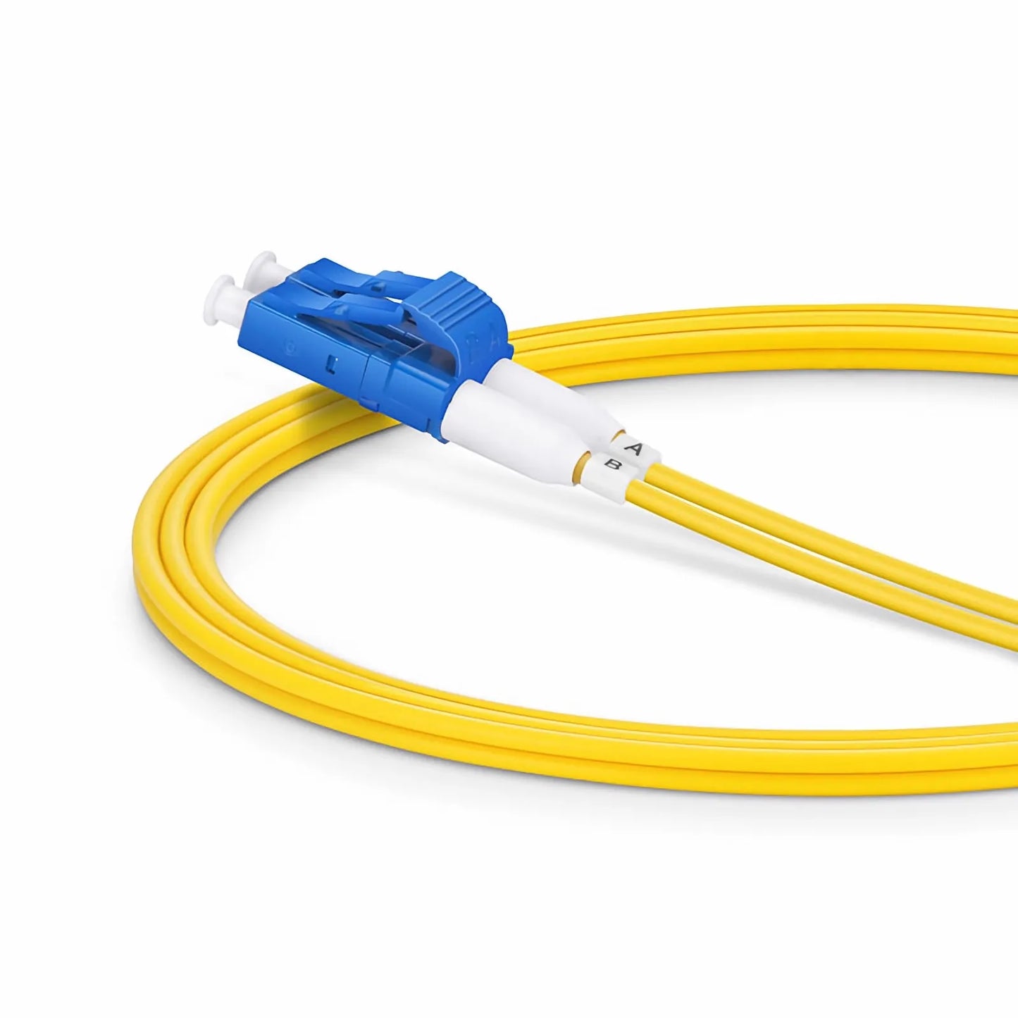 1.5m (5ft) Fiber Patch Cable, 2 Fibers, Short Boot, LC UPC Duplex to LC UPC Duplex, Single Mode (OS2), Riser (OFNR), 2.0mm, Tight-Buffered, Yellow