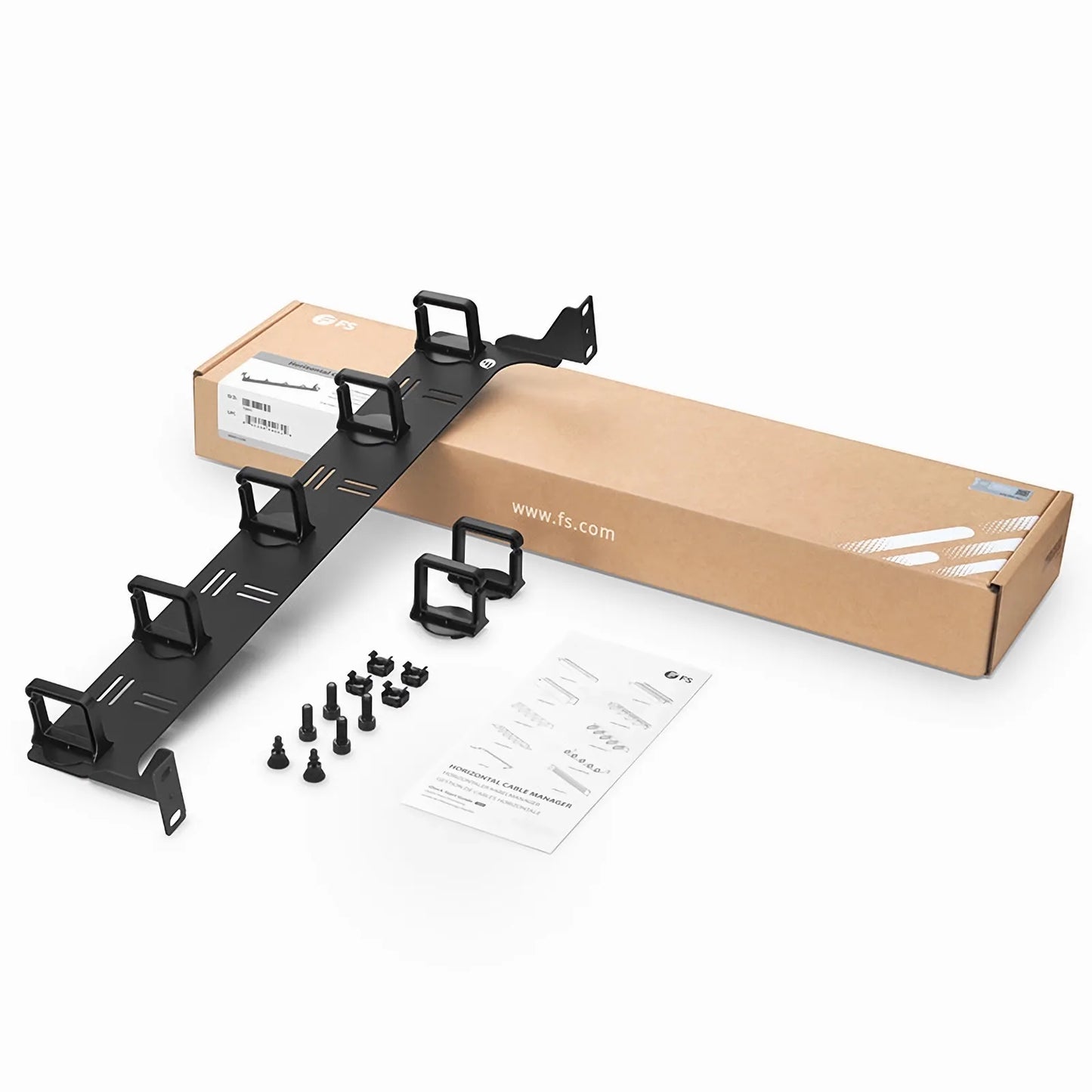 Horizontal Single Sided Cable Manager for 19 in. Rack or Cabinet, 0RU, 5 Snap-in D-Rings, 4.29 in. Depth