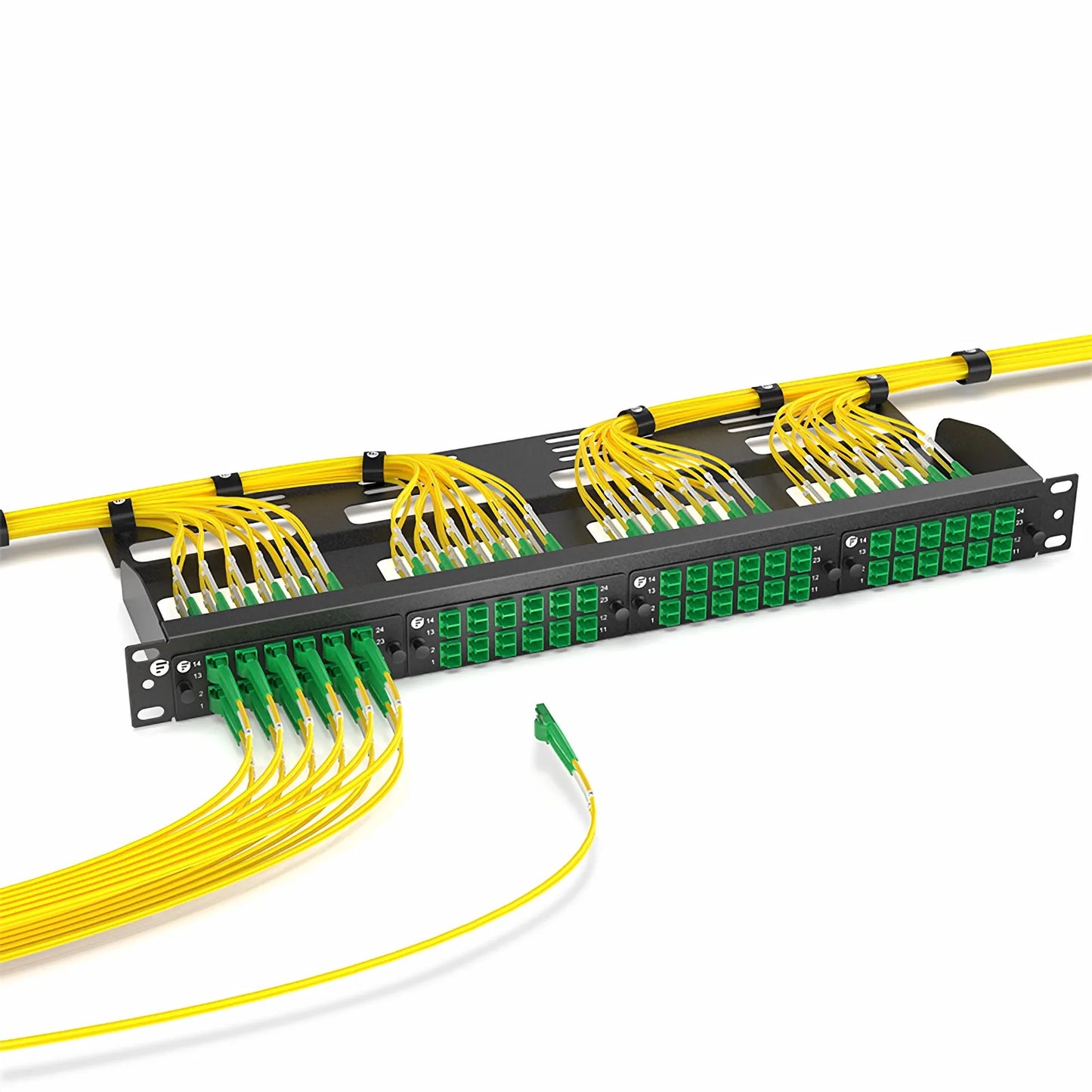 FHD™ Fiber Adapter Panel, 24 Fibers OS2 Single Mode, 12 x LC APC Duplex (Green) Adapter, Ceramic Sleeve