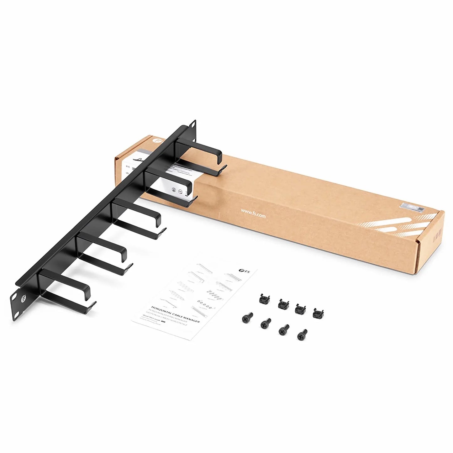 Horizontal Single Sided Manager, 1RU, 5 D-Rings, 3.46 in. Depth